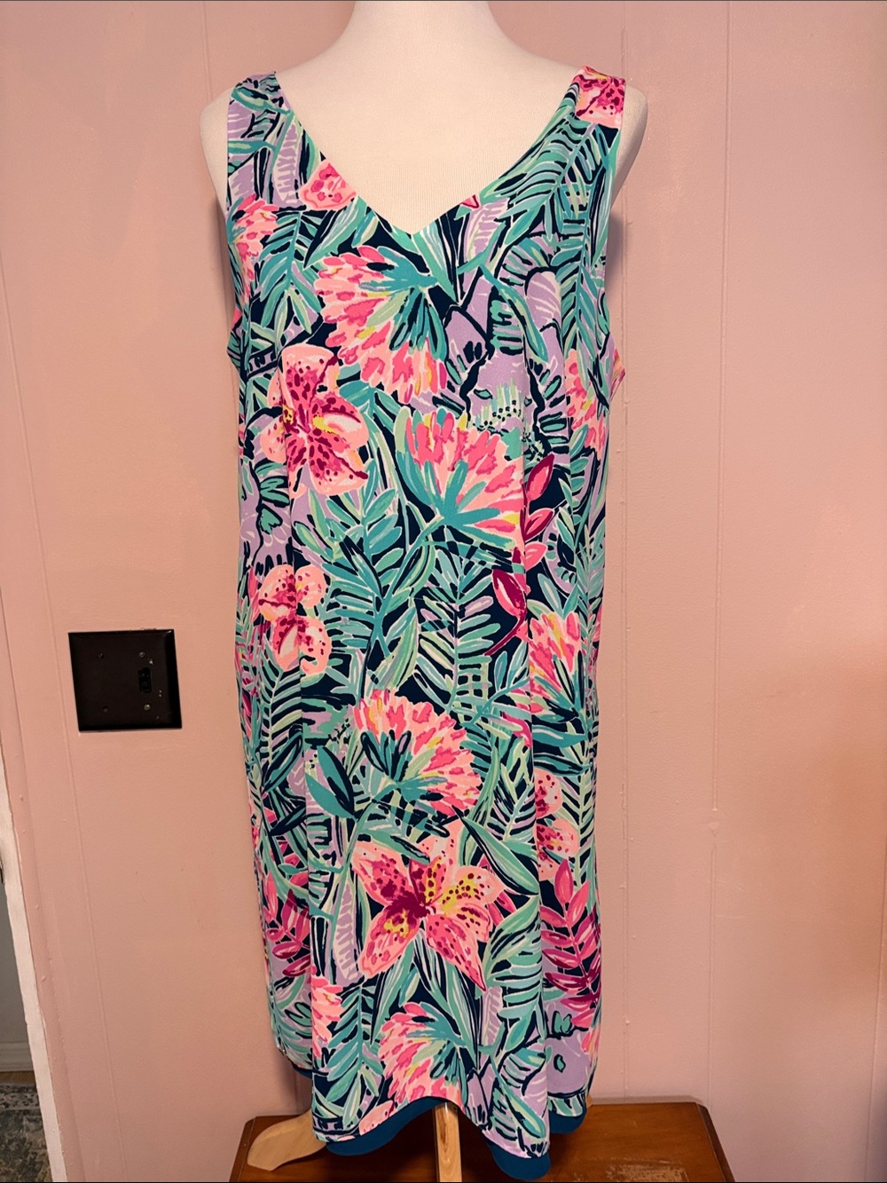 Lilly Pulitzer Tropical Floral Shift Dress in Pink, Green, Blue